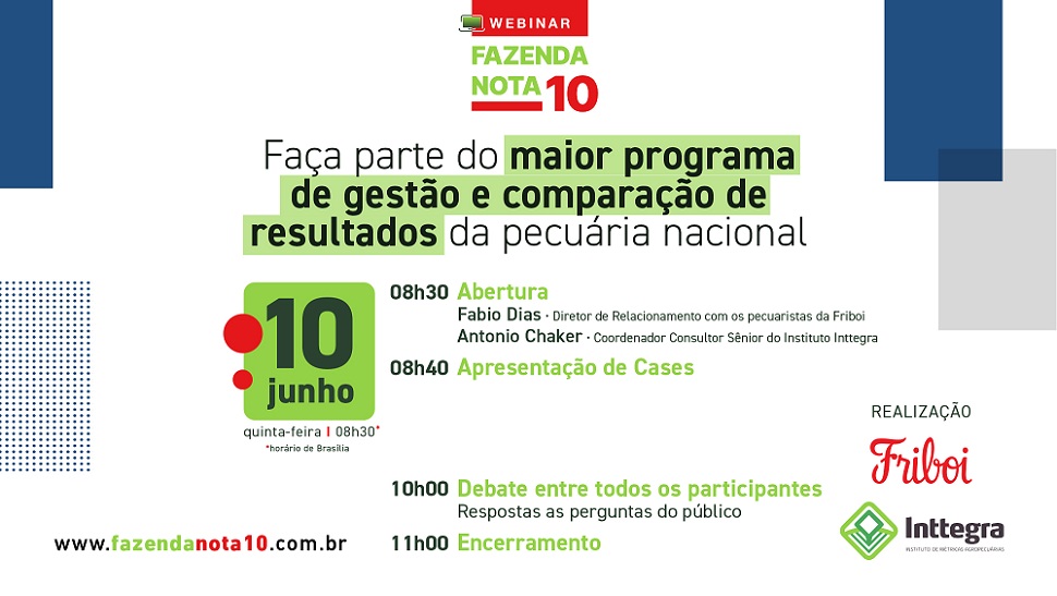 Inscrições abertas para o 24º Webinar Giro do Boi - Fazenda Nota 10