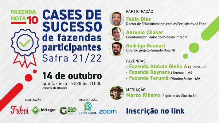 28º Webinar Giro do Boi: Fazenda Nota 10 - cases de sucesso de fazendas participantes da safra 21/22
