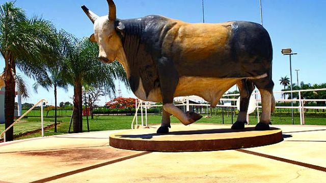 Estátua do Boi Bandido no parque do Peão de Boiadeiro de Barretos (SP)