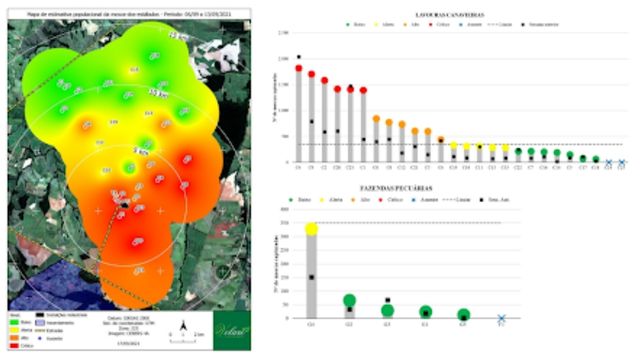 Mapa de calor sobre o nível de infestação de moscas-dos-estábulos. Foto: Reprodução