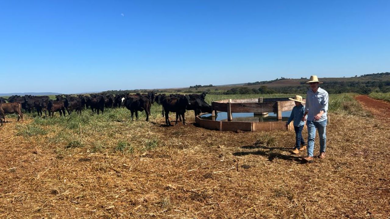 O pecuarista André e seu filho, Felipe. Foto: Divulgação